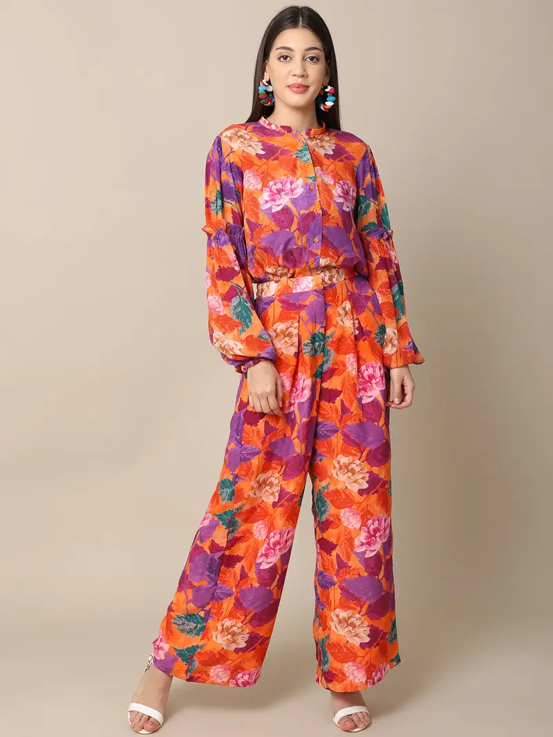 Crepe Orange Co-ord Set