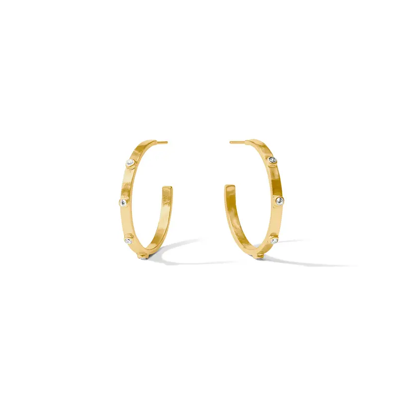 Crescent Stone Hoops in Cubic Zirconia