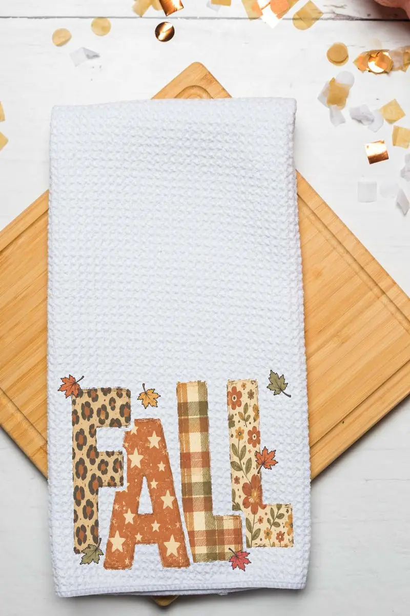 Crisp & Cozy Fall Waffle Kitchen Towel