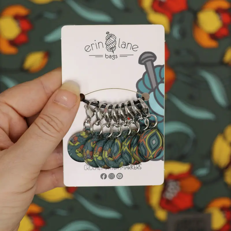 Crochet Stitch Marker Set in Fire Flowers