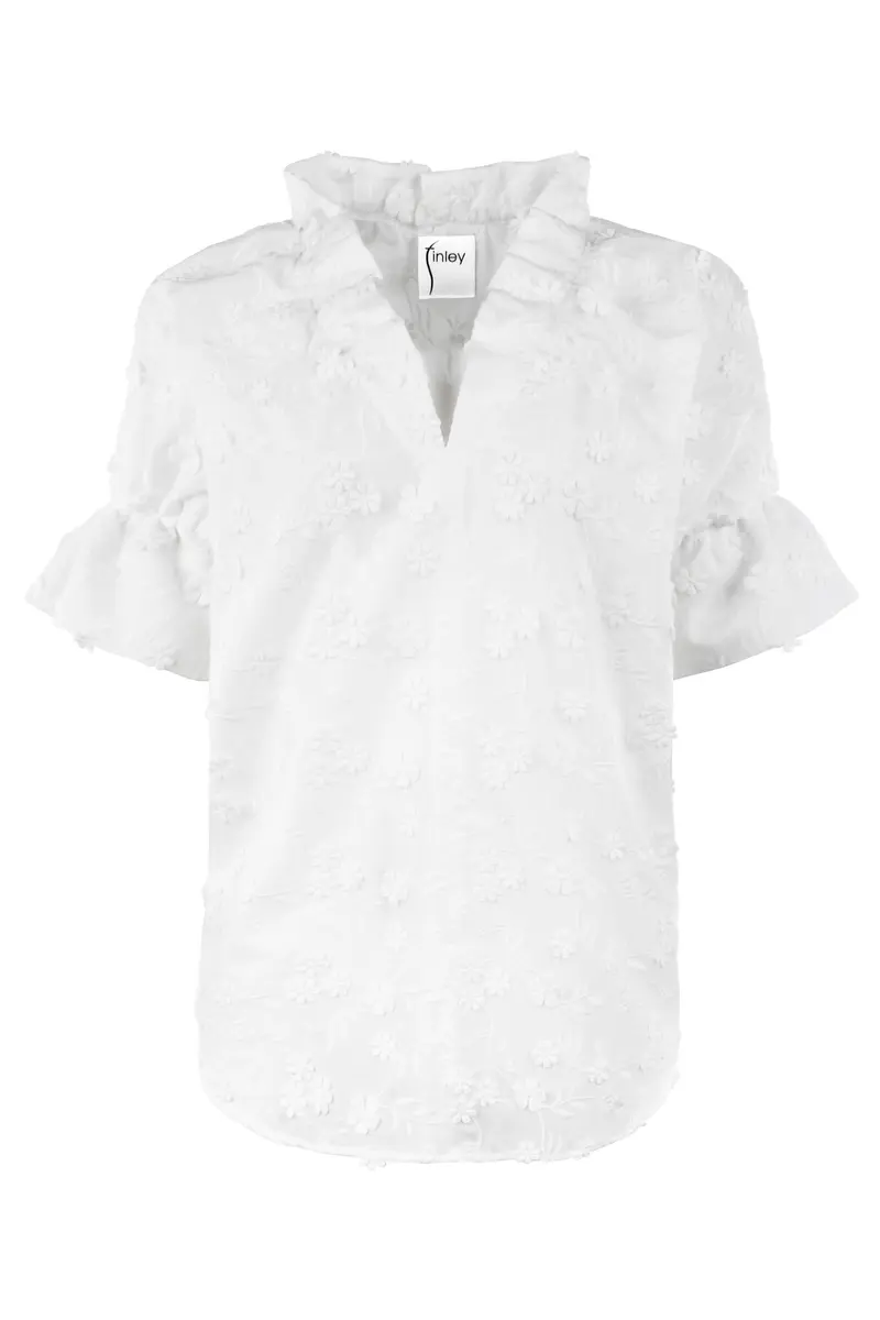 Crosby Top in White 3D Flowers