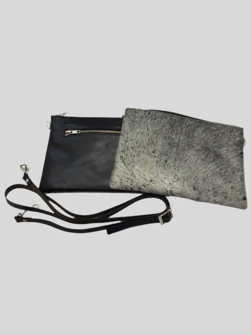 Cross Body Speckled Cowhide & Leather Purse