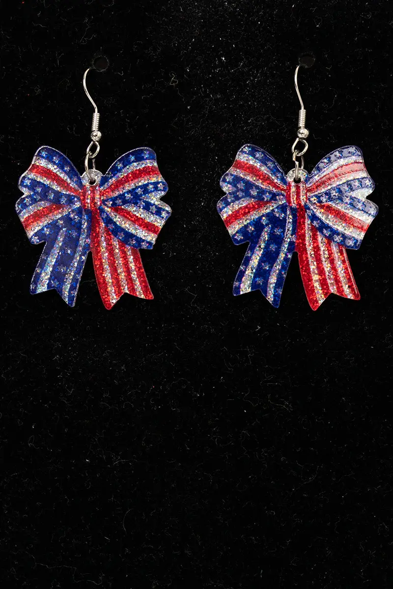 Crystal Avenue Red, White & Bow Earrings