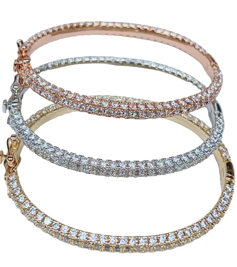 CZ Bangle Bracelet in Gold or Silver