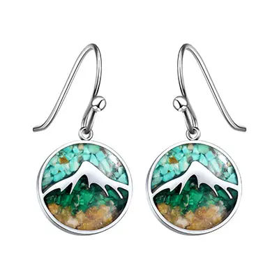 Dainty Circle Mountain Inlay Earrings