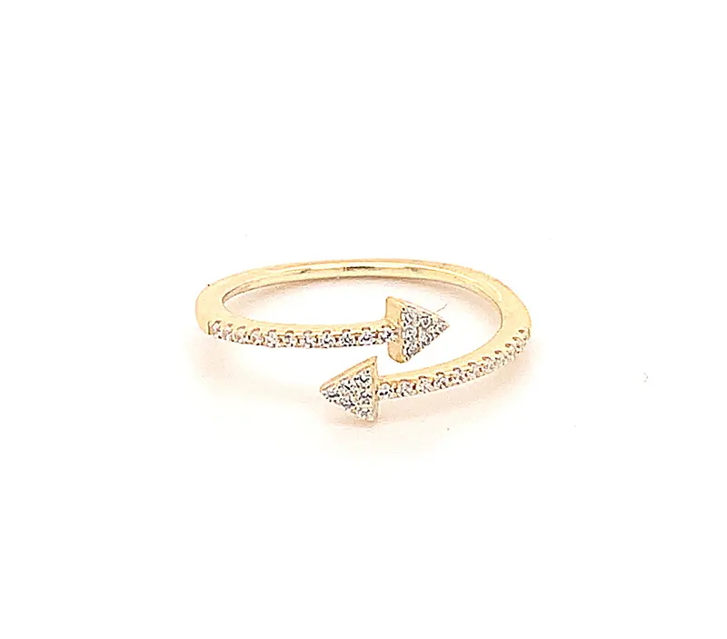 Dainty CZ Gold Double Arrow Ring