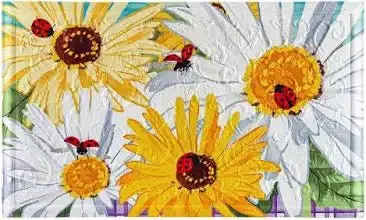 Daisy and Ladybug Field Embossed Door Mat