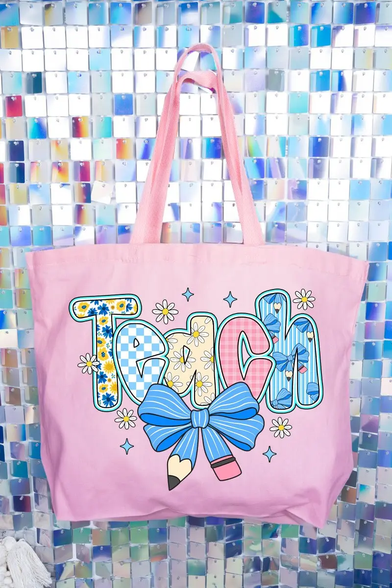 Daisy Days Teach Canvas Jumbo Tote