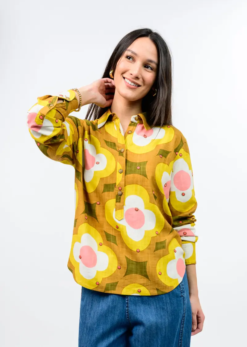 Daisy Embroidery Popover in Multi