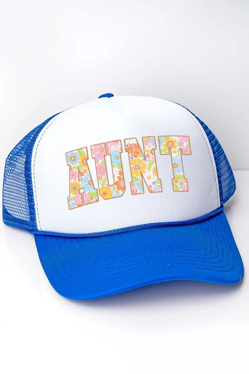 Daisy Floral Aunt Foam Mesh Back Trucker Cap