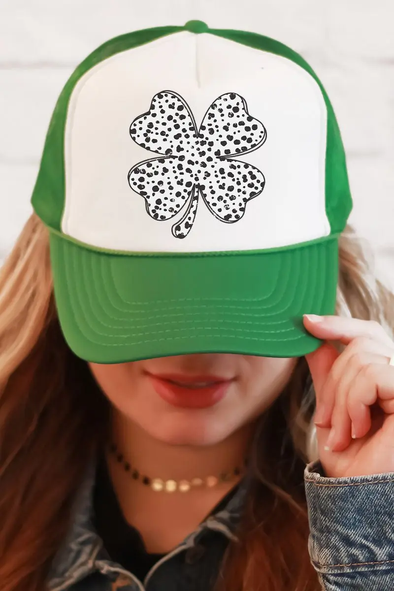 Dalmatian Dots Clover Foam Mesh Back Trucker Cap