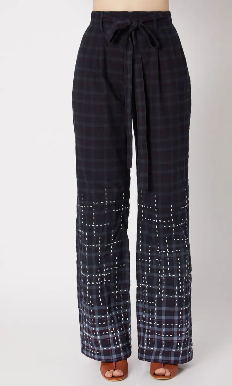Dark Blue Embroidered Pants