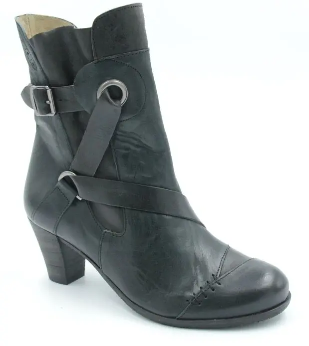 Dark Teal and Charcoal Leather Boots