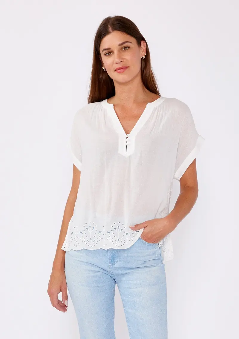 Daylight Embroidered Eyelet Top