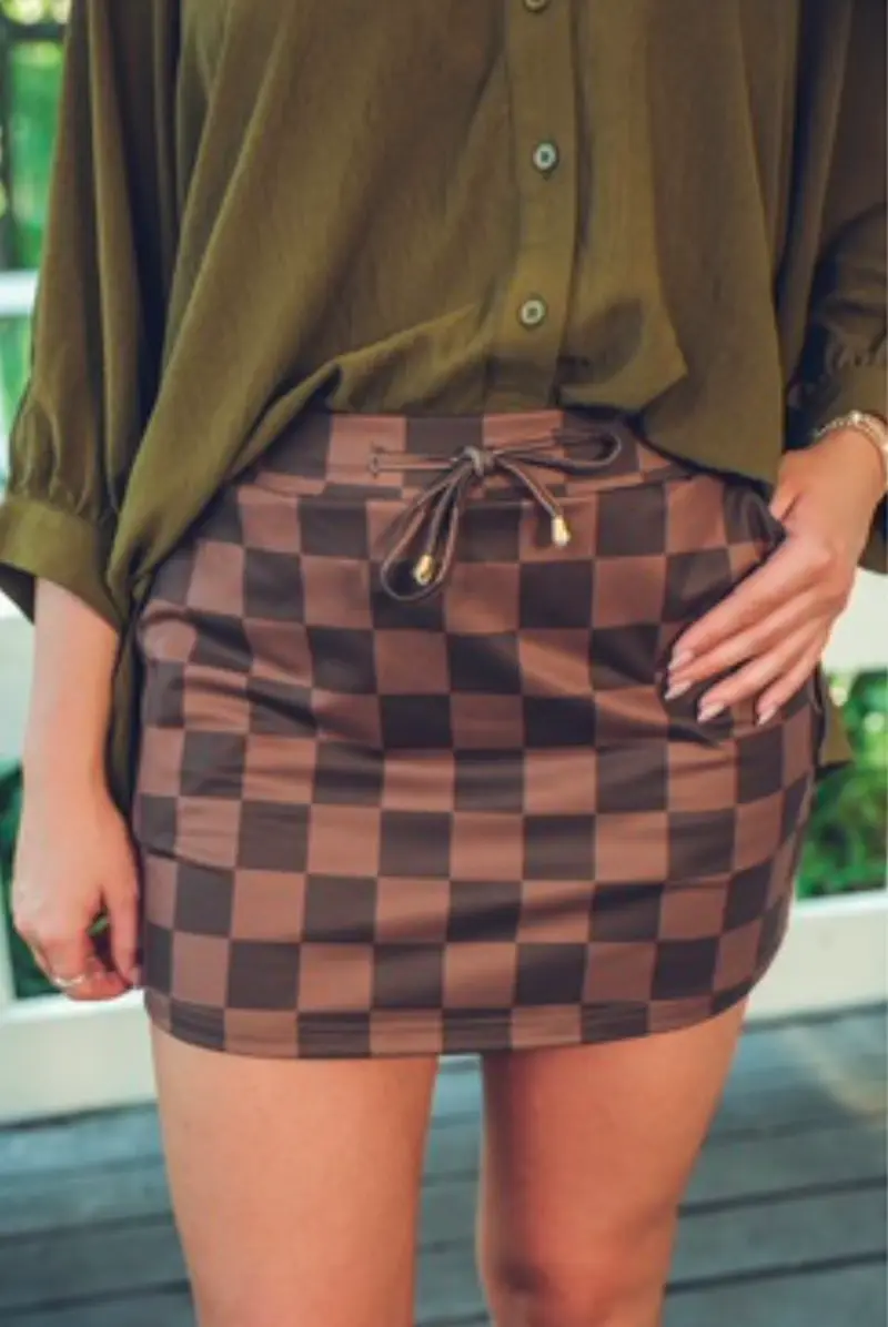 DEAL - Chocolate Checkered Skort