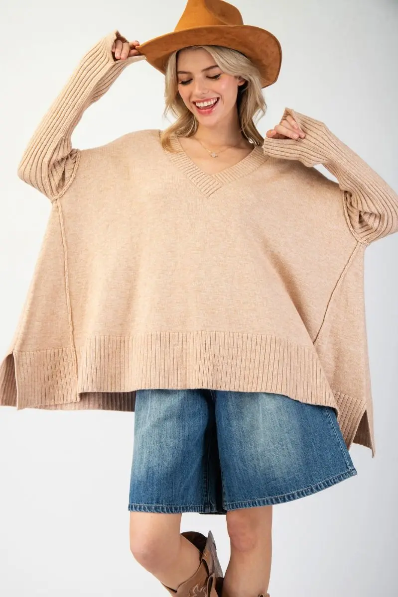 Deep V-Neck Sweater Tunic - FINAL SALE