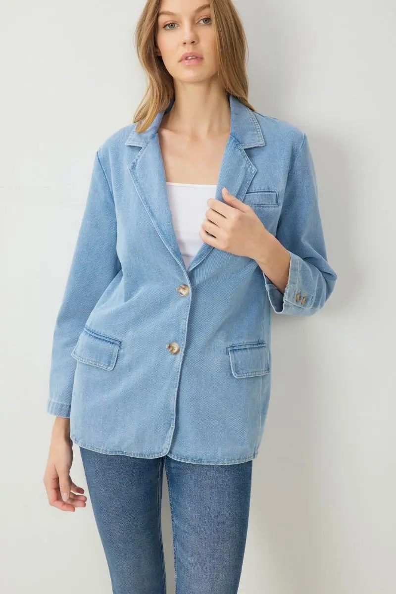 Denim Blazer with Pockets