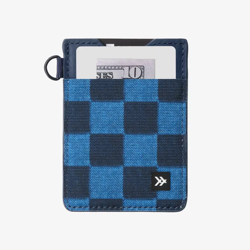 Denim Check - Vertical Leather Wallet