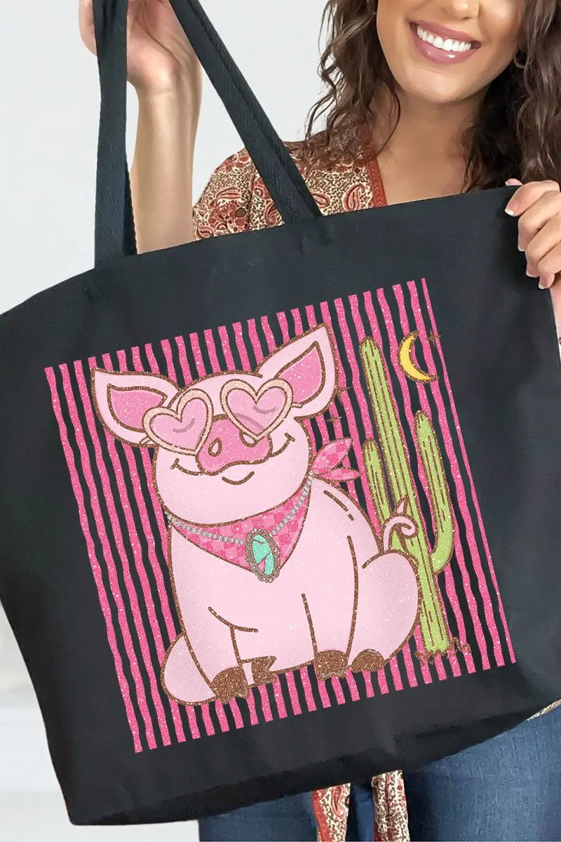 Desert Diva Piggy Canvas Jumbo Tote