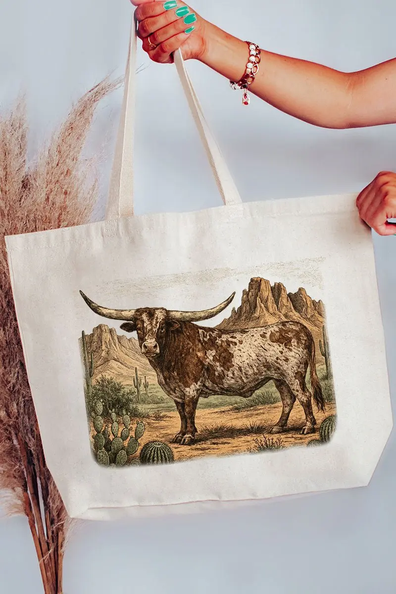 Desert Monarch Longhorn Canvas Jumbo Tote