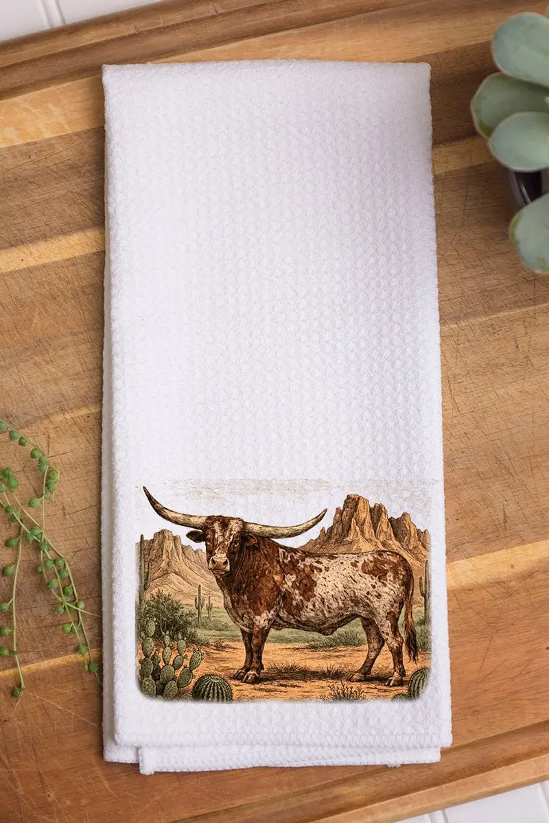 Desert Monarch Longhorn Waffle Kitchen Towel