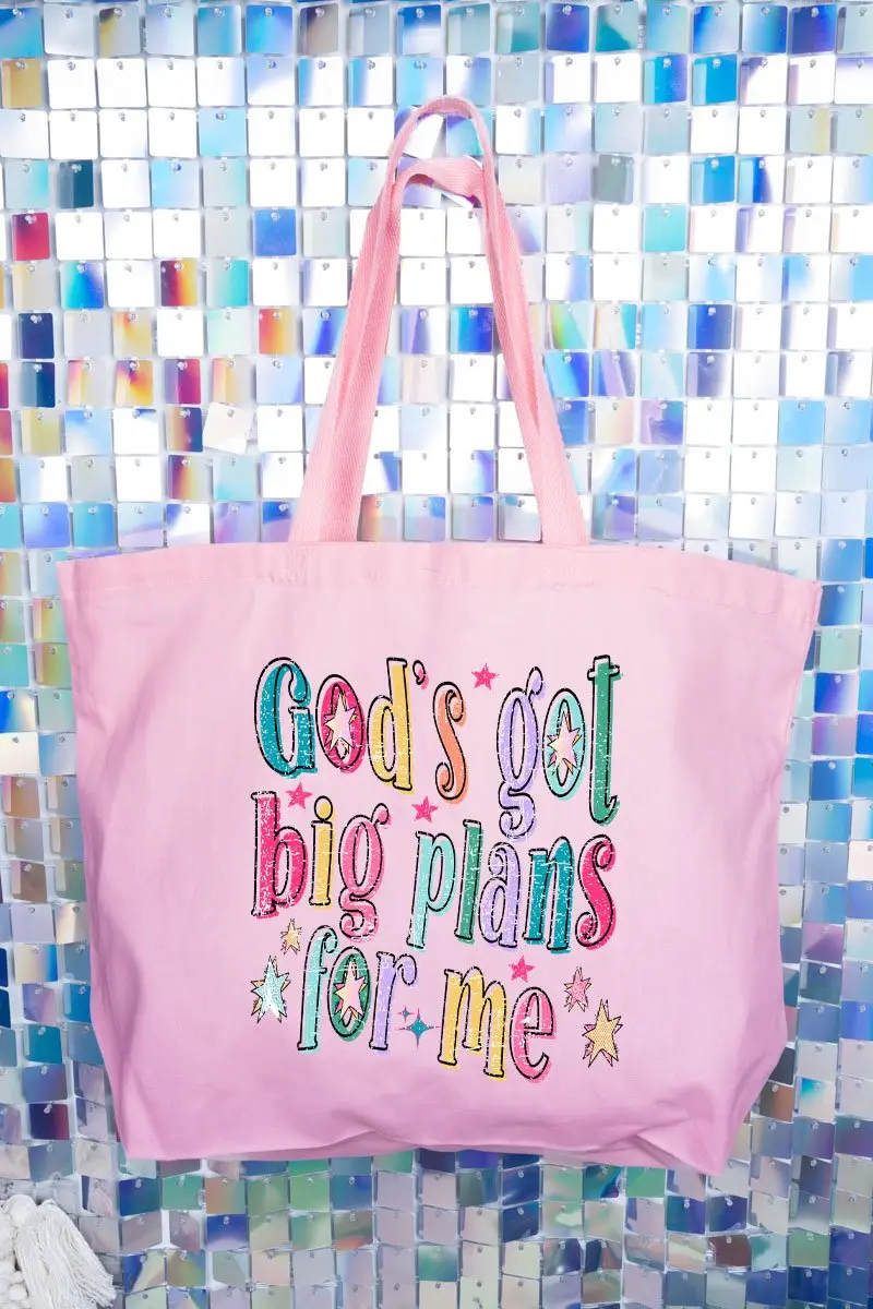 Distressed Big Plans For Me Canvas Jumbo Tote