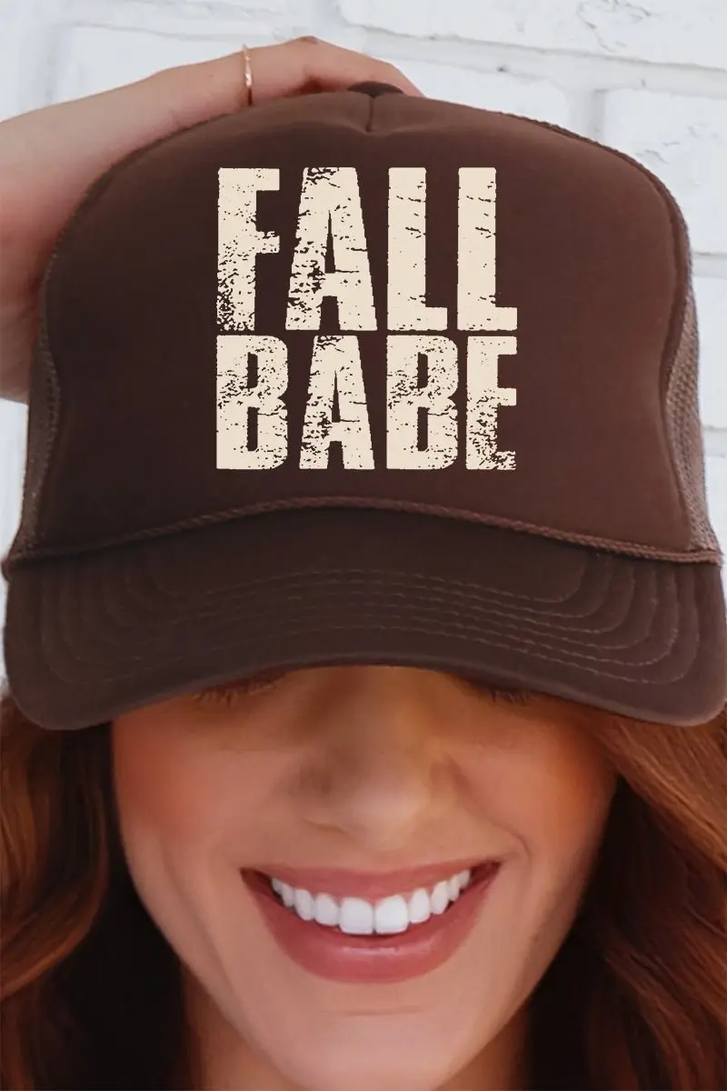 Distressed Fall Babe Otto Brown Foam Front Trucker Hat