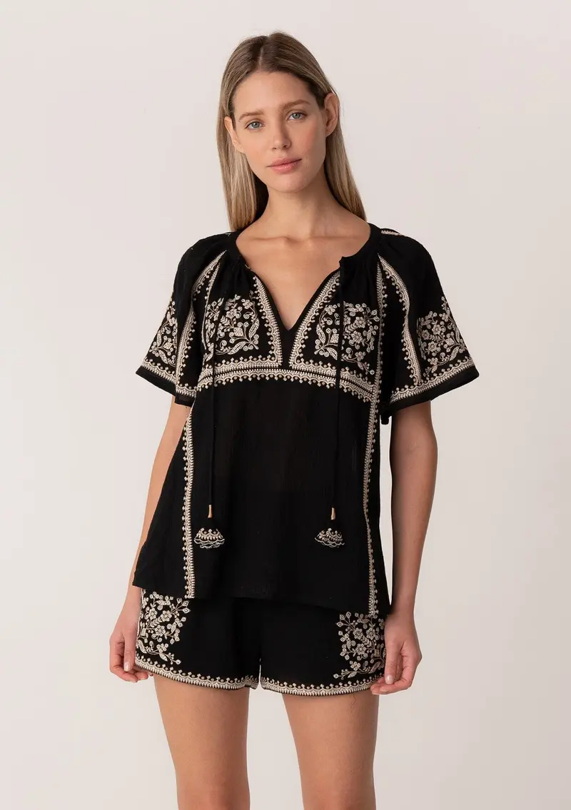 Dixie Cotton Embroidered Top
