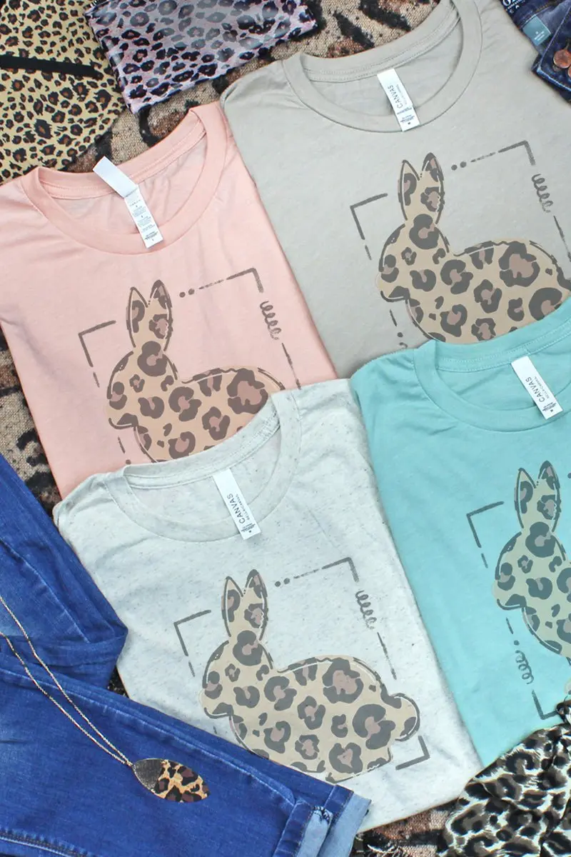 Doodle Bunny Leopard Tri-Blend Short Sleeve Tee