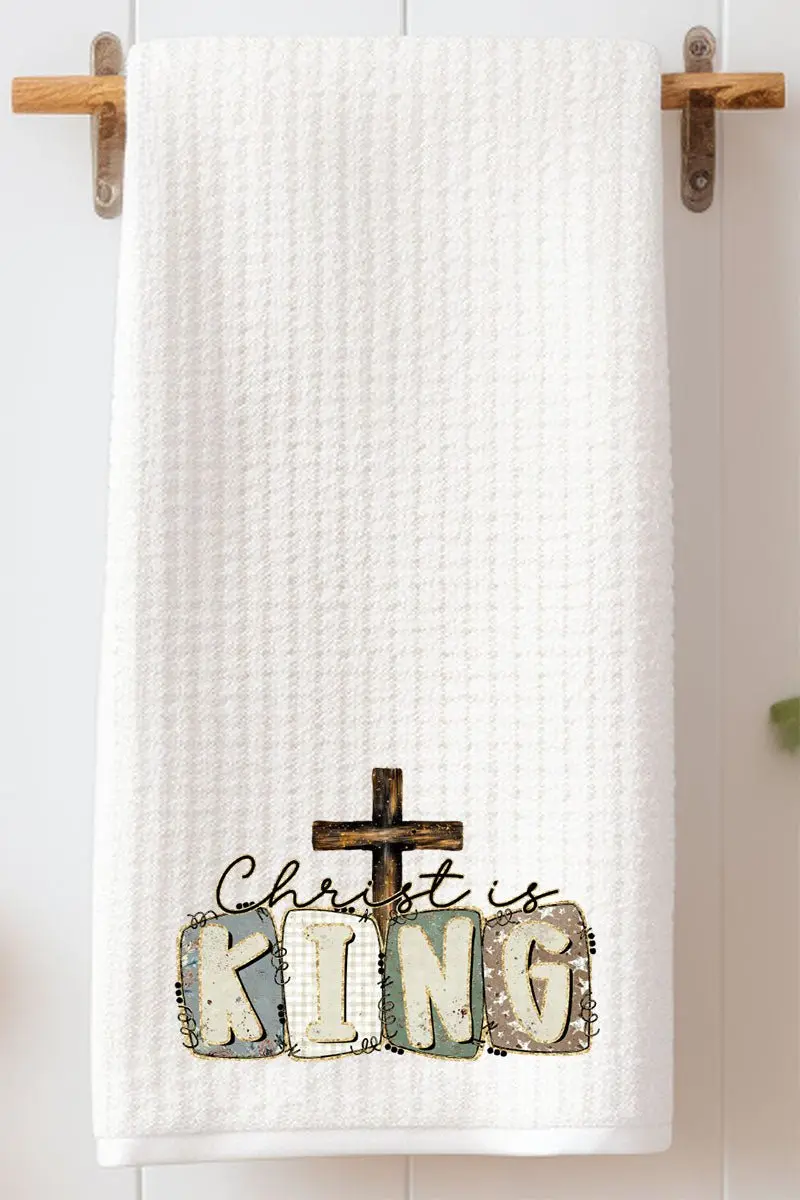 Doodle Christ Is King Waffle Kitchen Towel