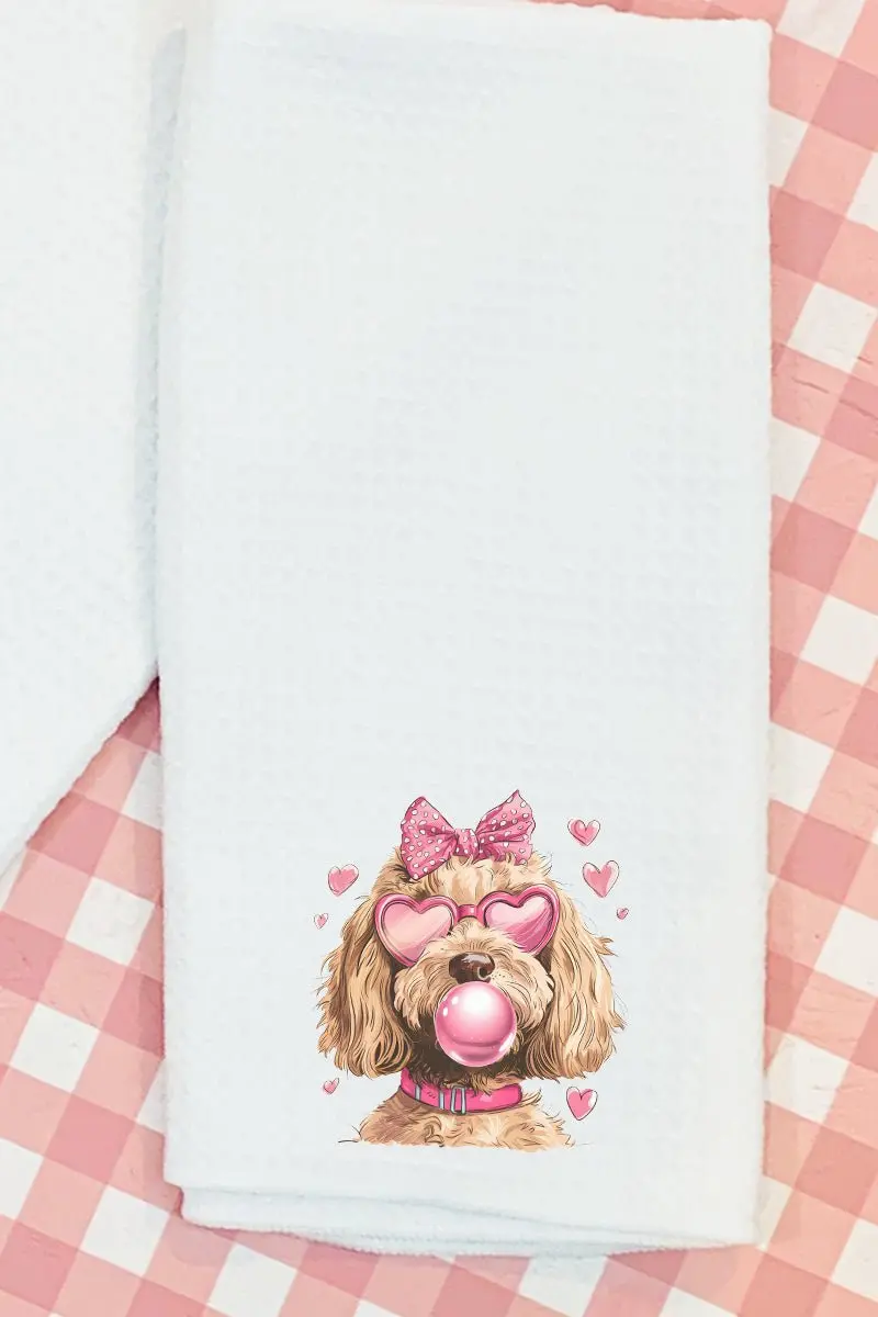 Doodle Dog Hearts Waffle Kitchen Towel