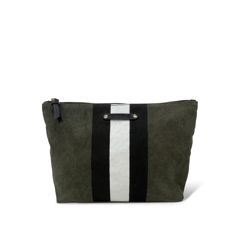 Double Canvas Pouch - Olive Canvas Stripe