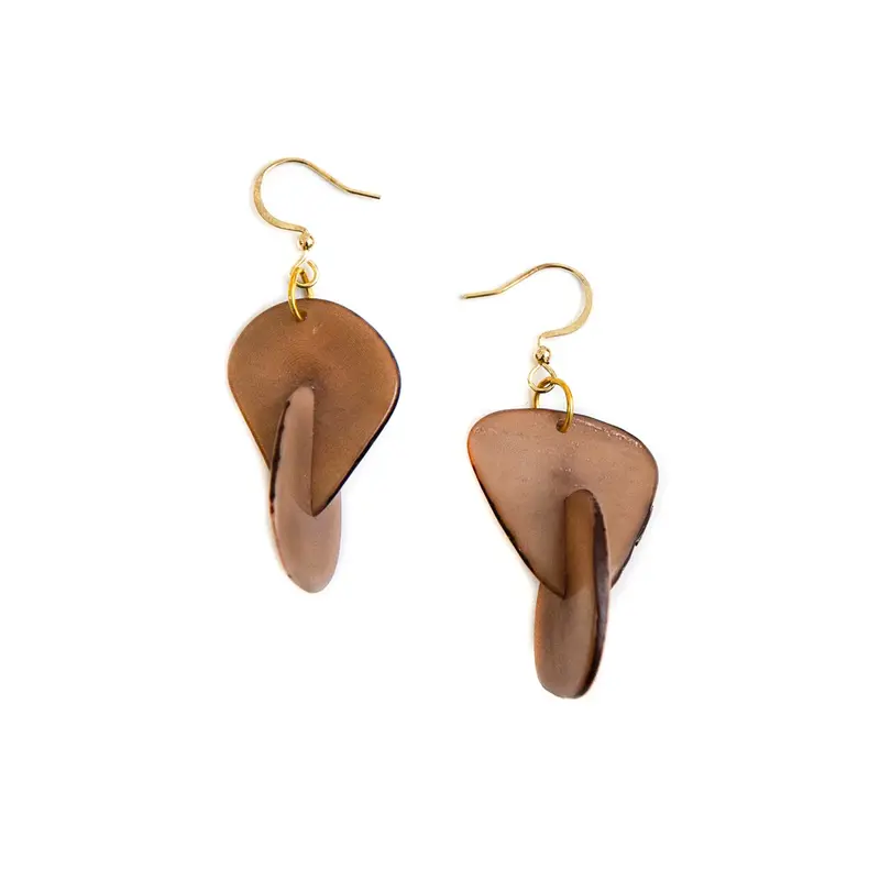 Double Tagua Slice Earrings