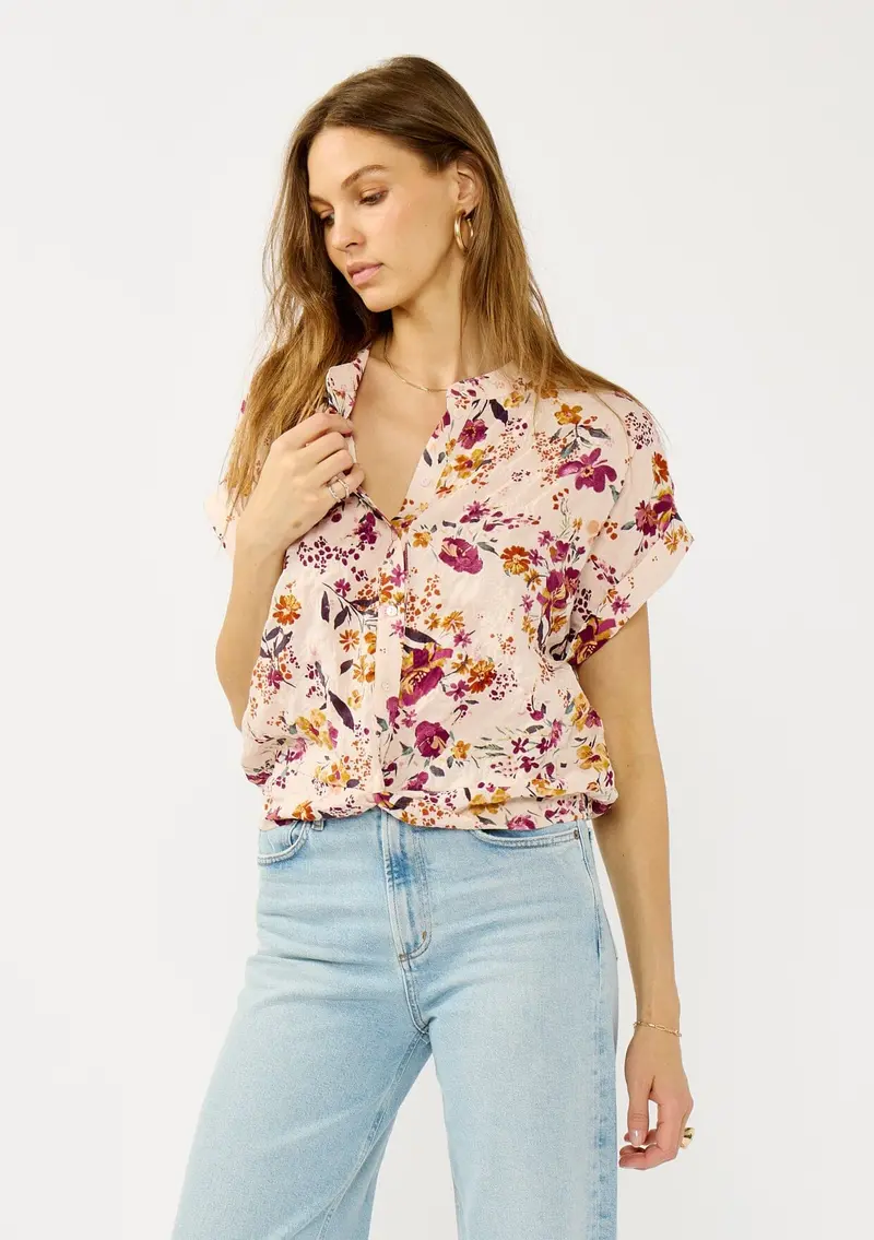 Dusty Blooms Twist Front Top