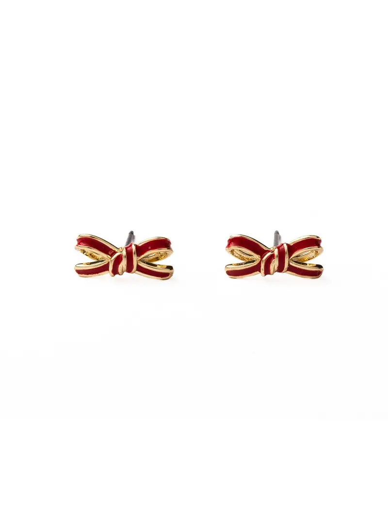 Earrings Lux Bow Studs Red by Michelle McDowell