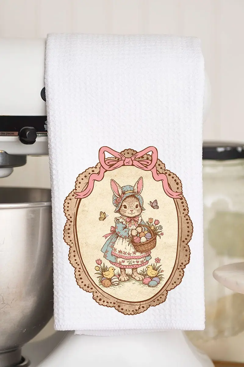 Easter Belle Spring Bunny Waffle Kitchen Towel