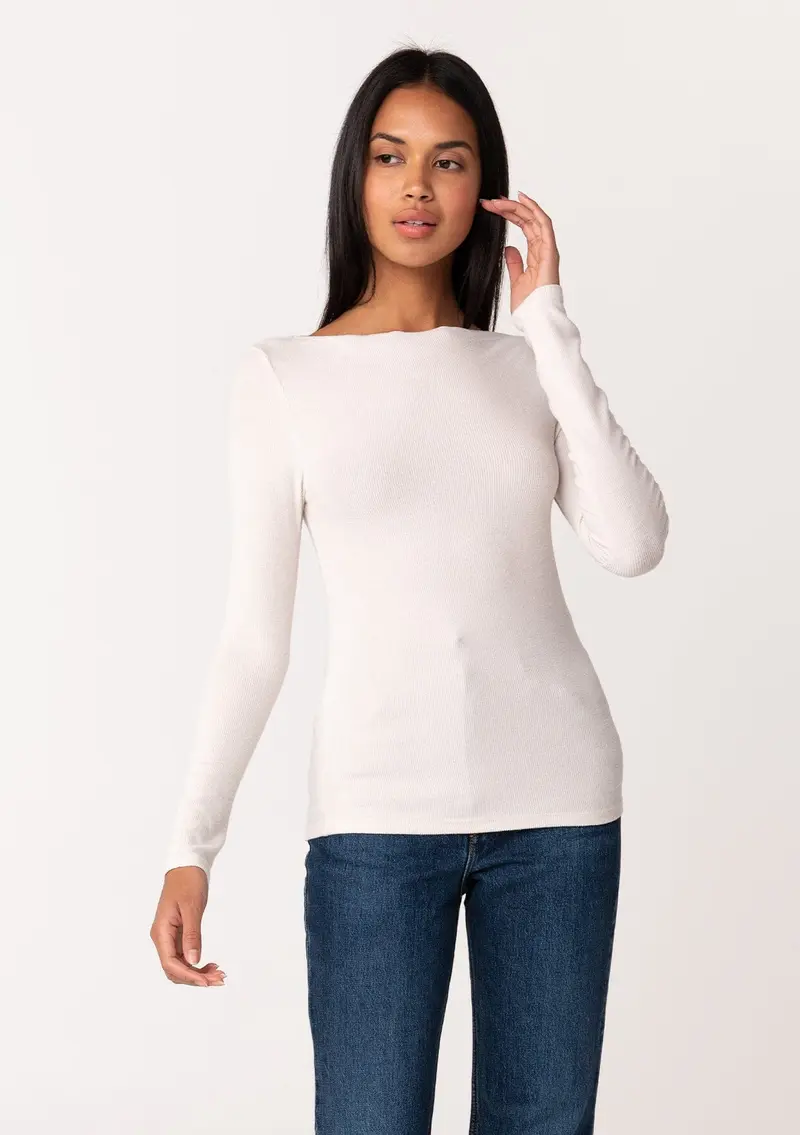 Effortless Micro Rib Mock Neck Top