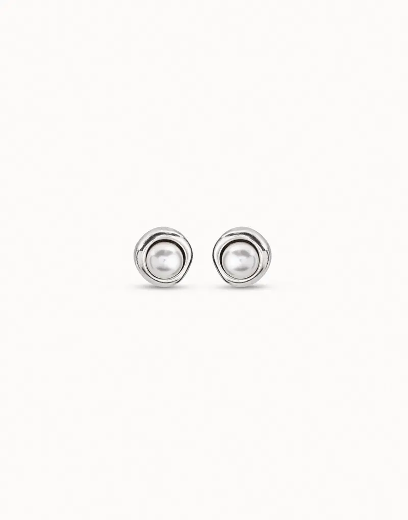 Ego Earrings in Silver & Pearl