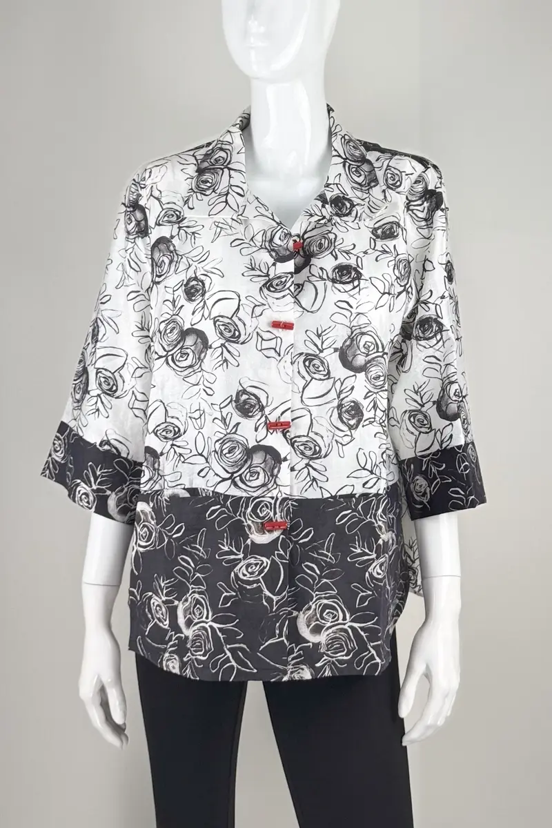 Elegant Floral Contrast Top