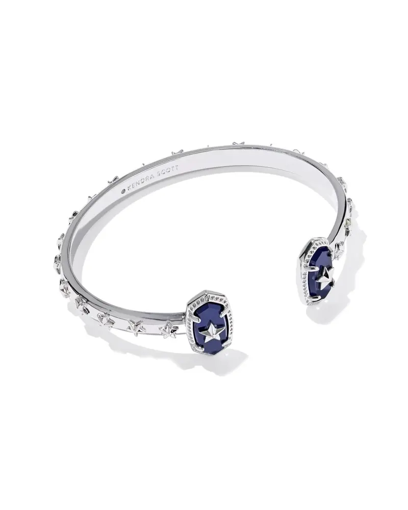 Elton Silver Star Cuff Bracelet in Navy