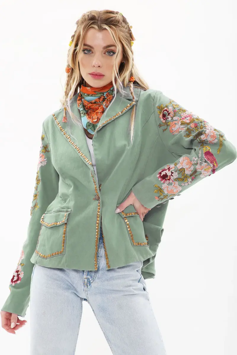 Embellished Cotton Blazer