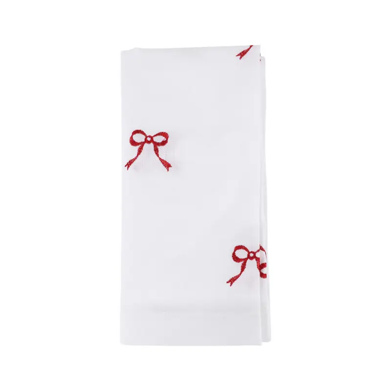 Embroidered Bows Napkin – Red
