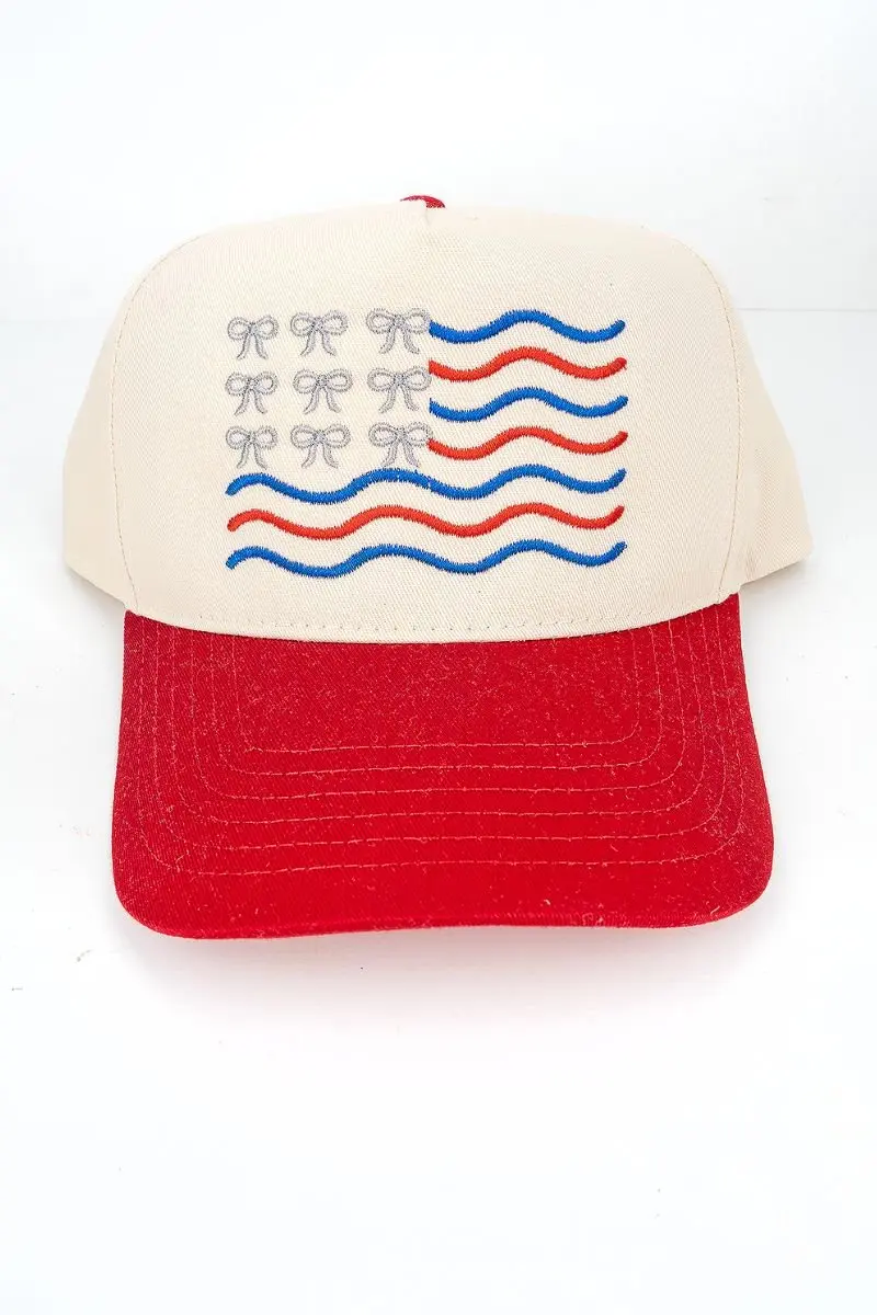 Embroidered Coquette Flag Five Panel Twill Cap