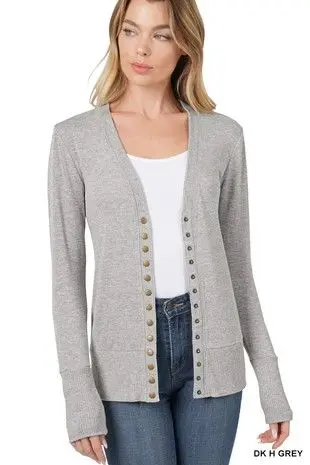 Ems Snap Cardi- Grey
