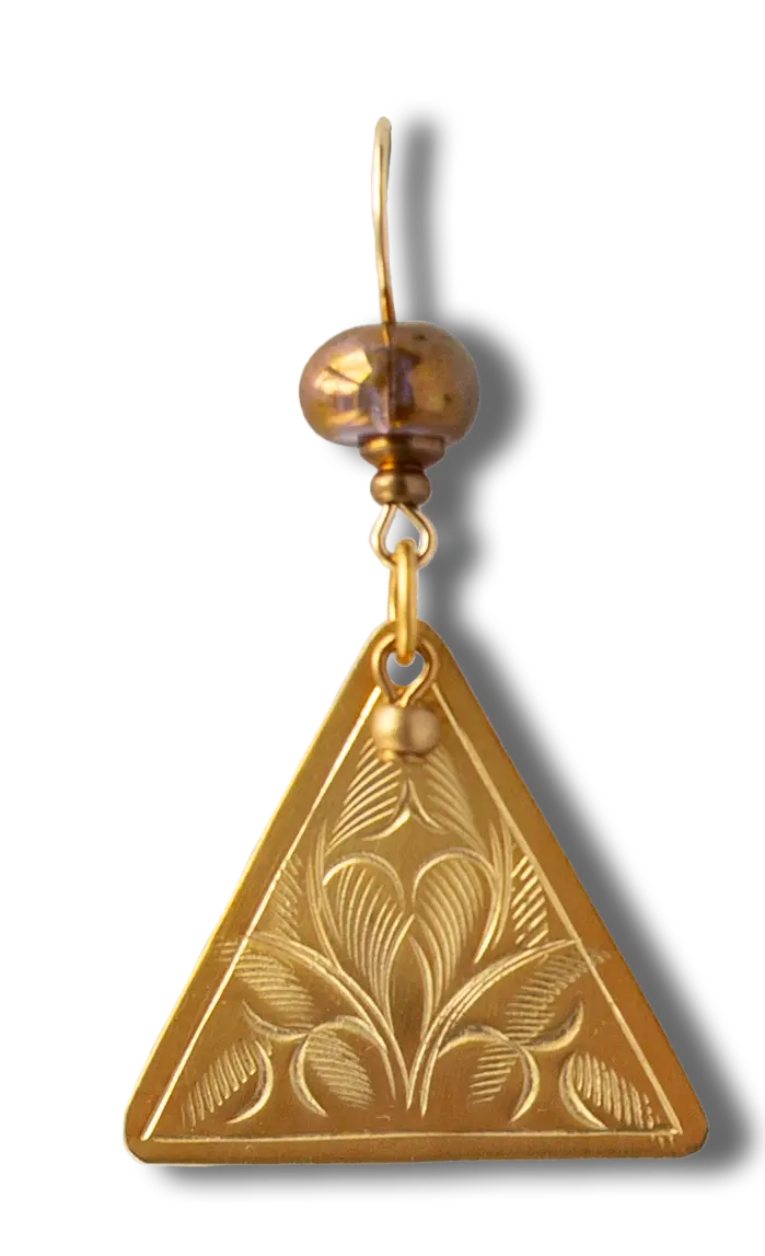 Etched Diatris Triangle Dangle Earrings