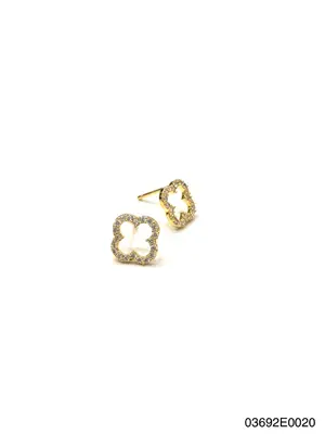 Etta stud E, Gold, Clear Earrings