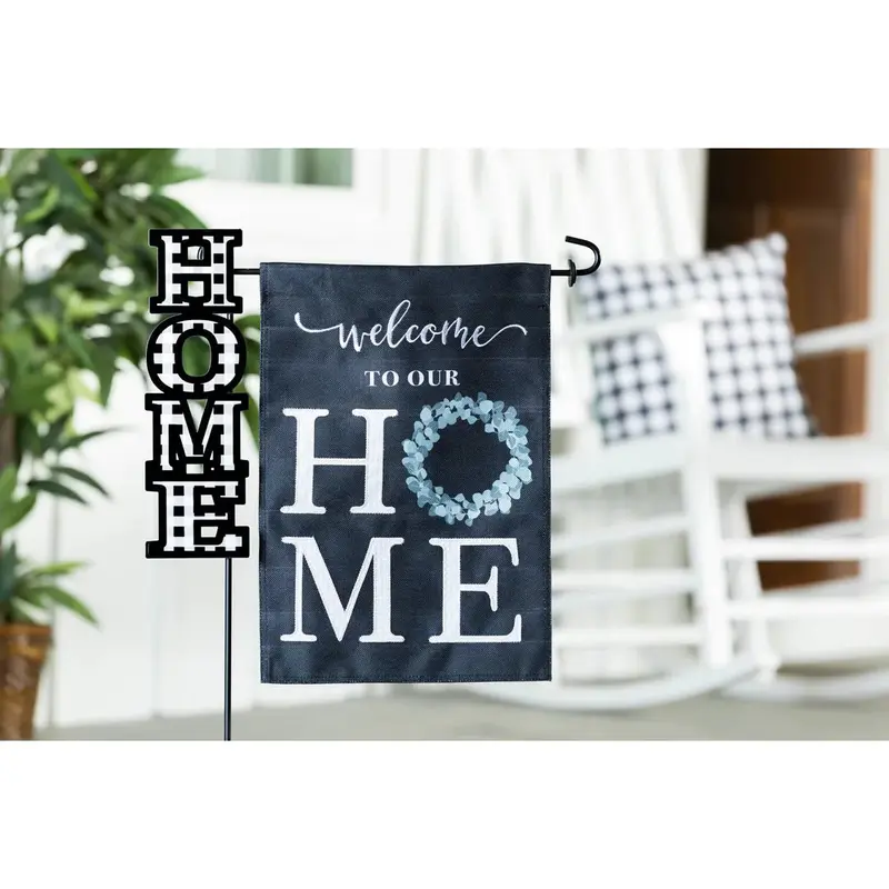 Eucalyptus Welcome Home Garden Burlap Flag