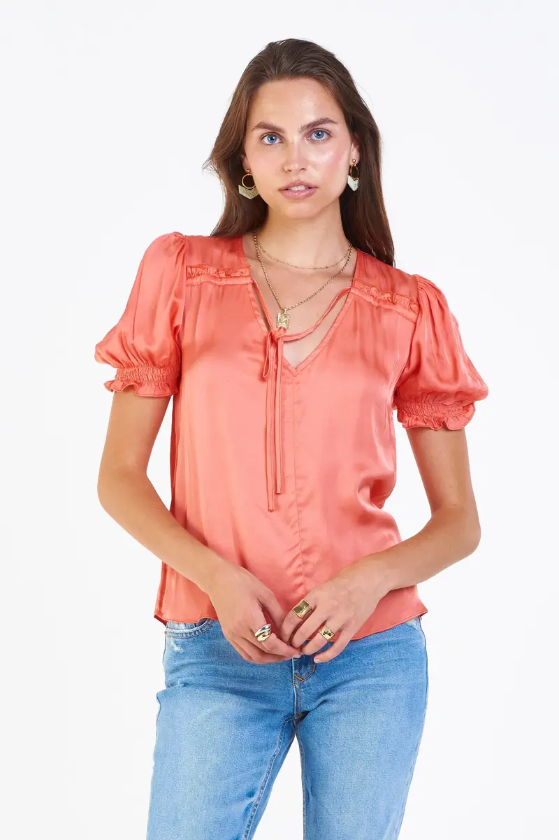 Eva Smock Cuff Silky Shirt Koi