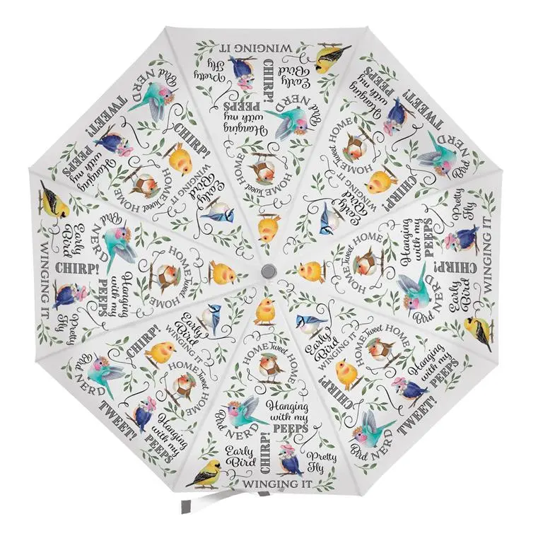 Evergreen Cottage Garden Bird Nerd Compact Umbrella