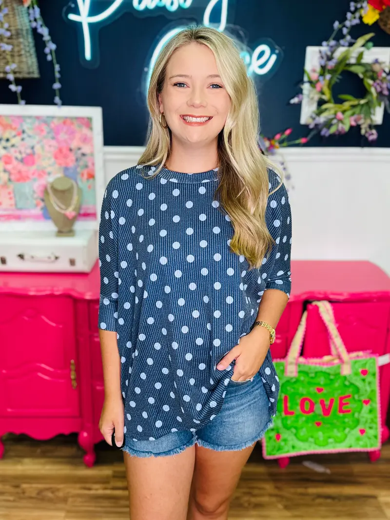 Everyday Dot Top - Navy & Blue